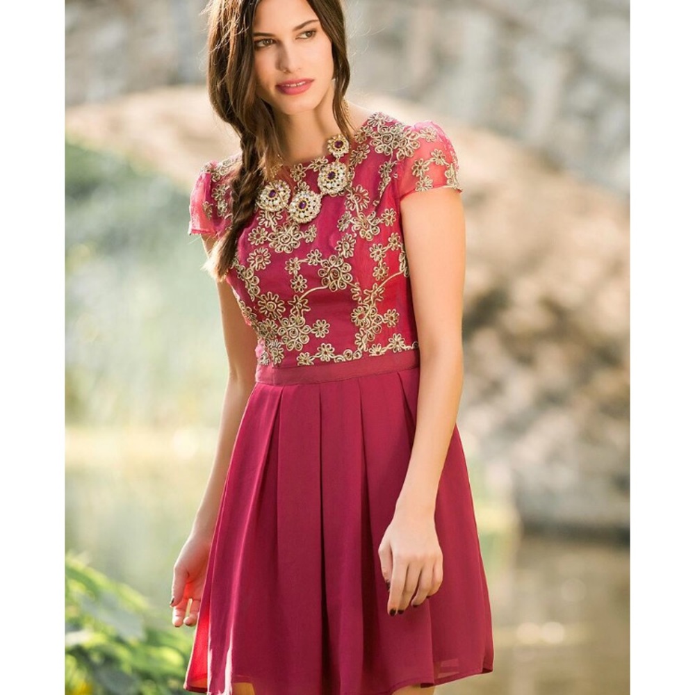 Francesca’s Floral Pleated Dress Jun&Ivy